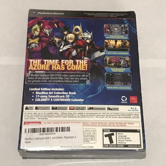 PS3 Blazblue Continuum Shift Extend (Factory Sealed) Playstation 3 - Picture 2 of 9
